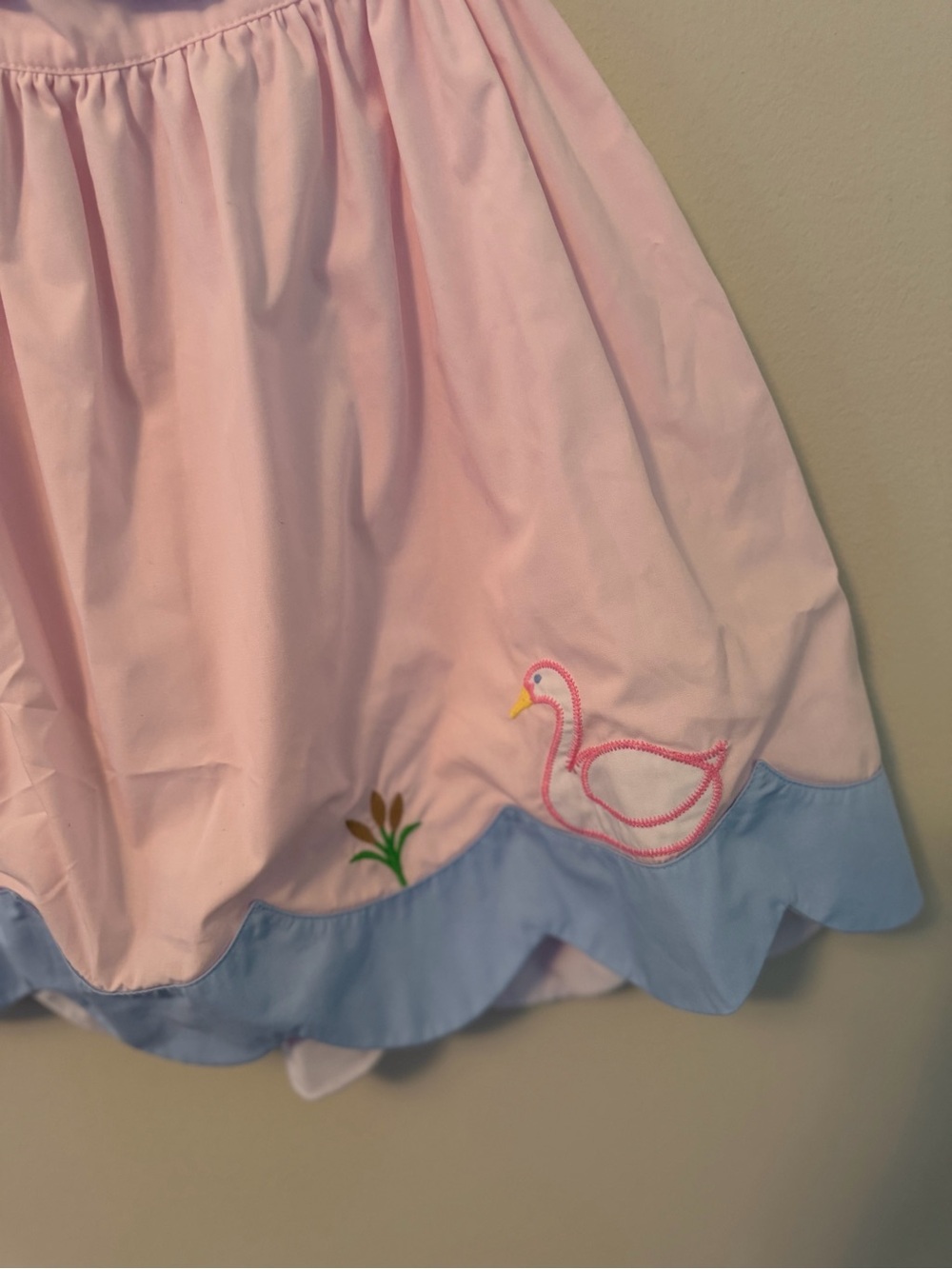 The Beaufort Bonnet Company Pink & Light Blue Girls Sundress with Swan Appliqué - Picture 3 of 5